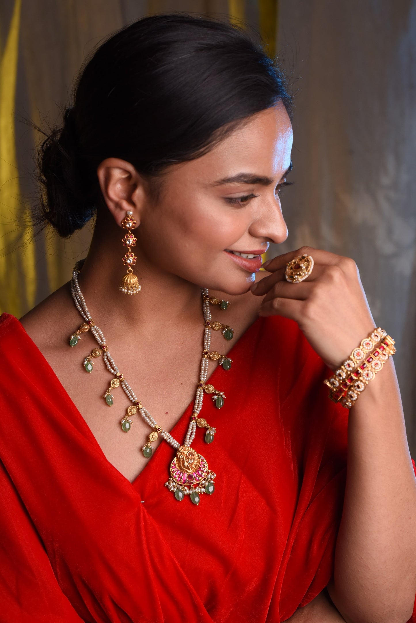 18KT GOLD RUBY WITH EMERALD BANGLE - SurabhiJewels
