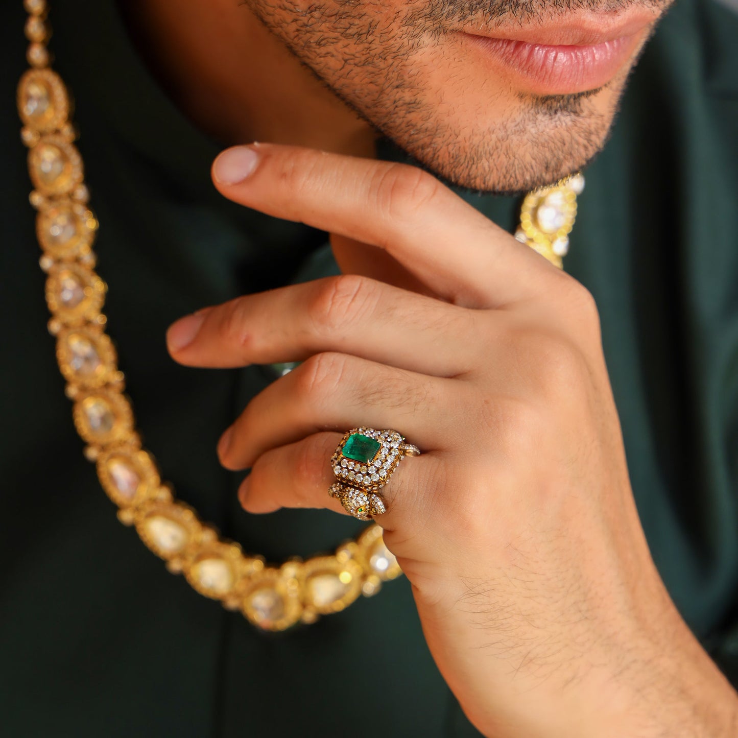 Emerald Gold Diamond Ring