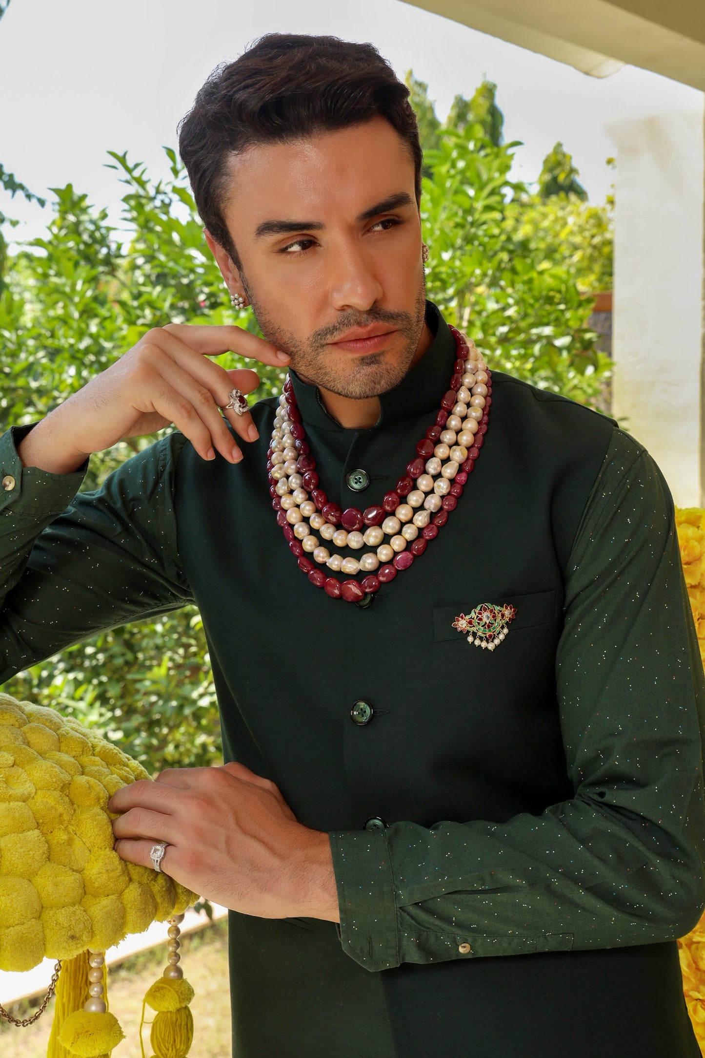 Natural Ruby Pearl String Necklace