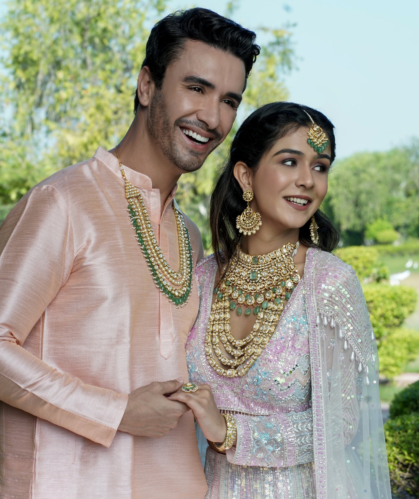 Nazarana Diamond Polki Bridal Necklace Set