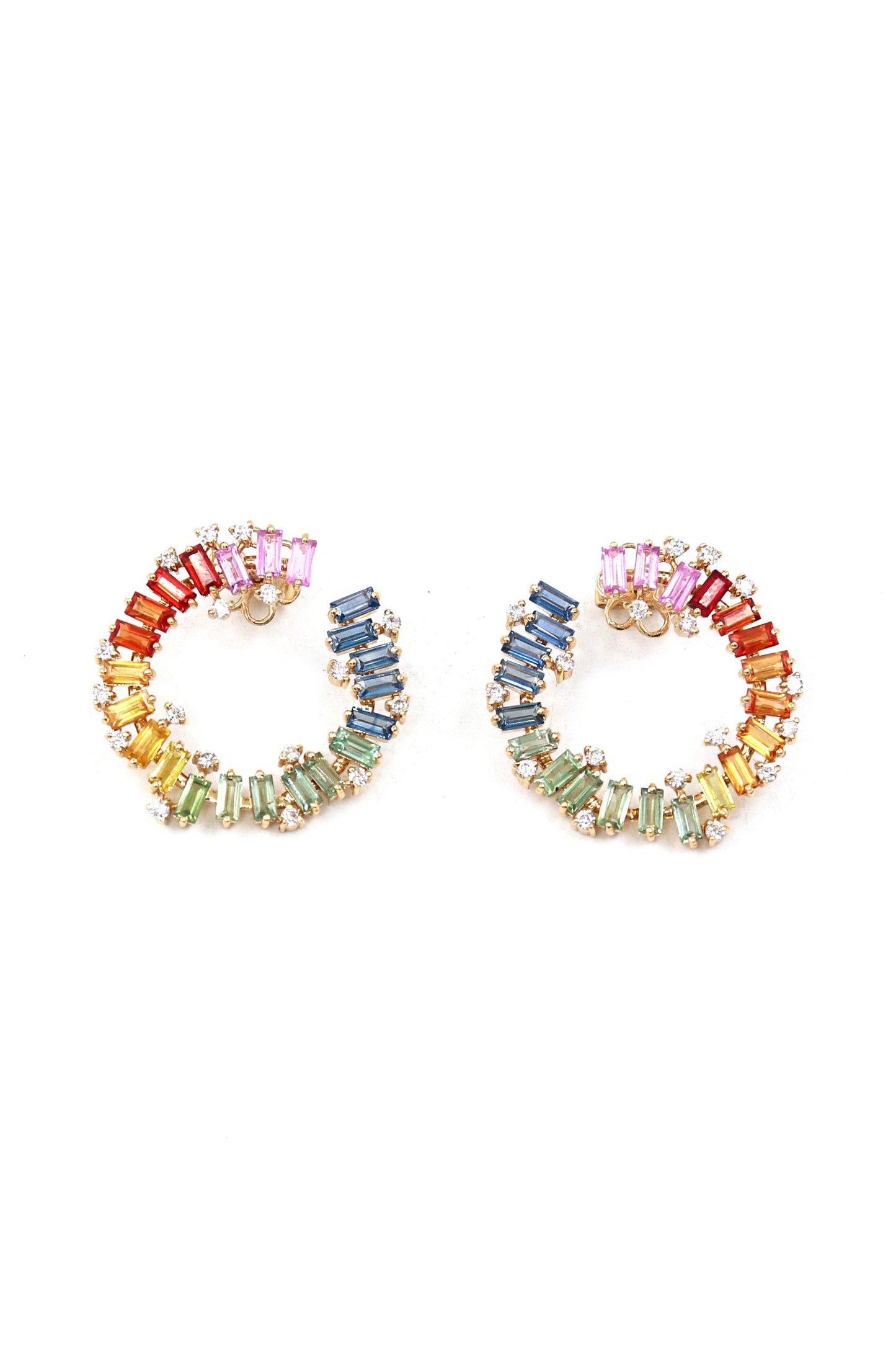 Multi Sapphire Gemstone Round Earring Jewelry