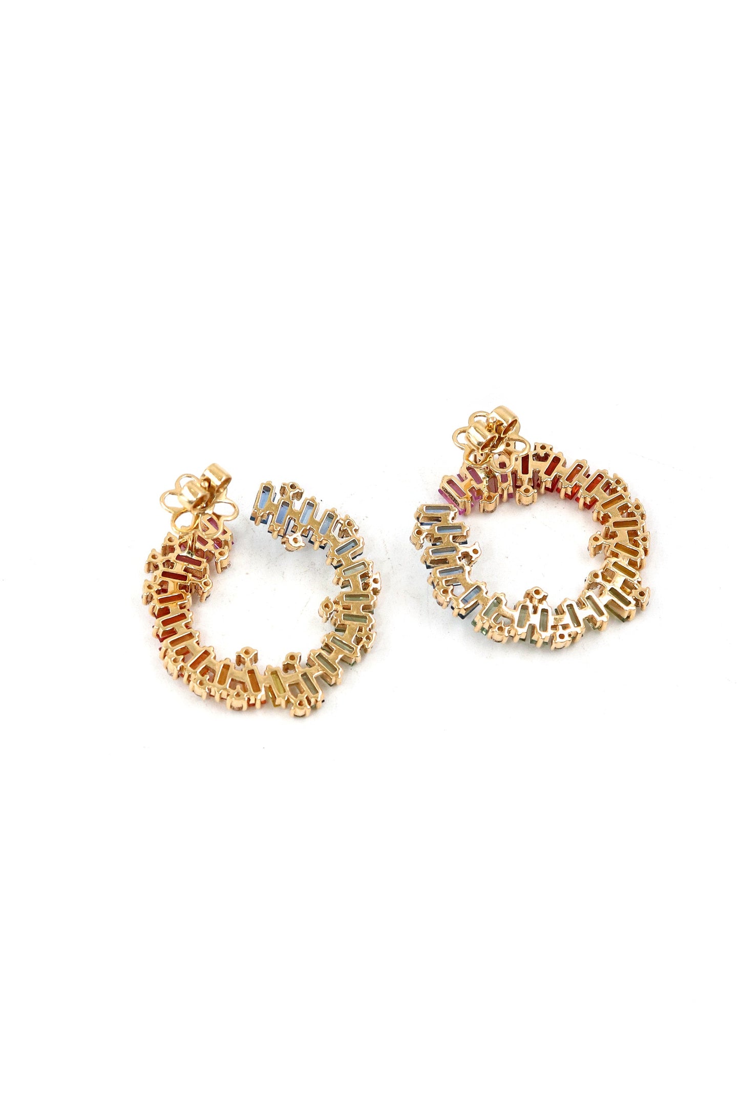 Multi Sapphire Gemstone Round Earring Jewelry