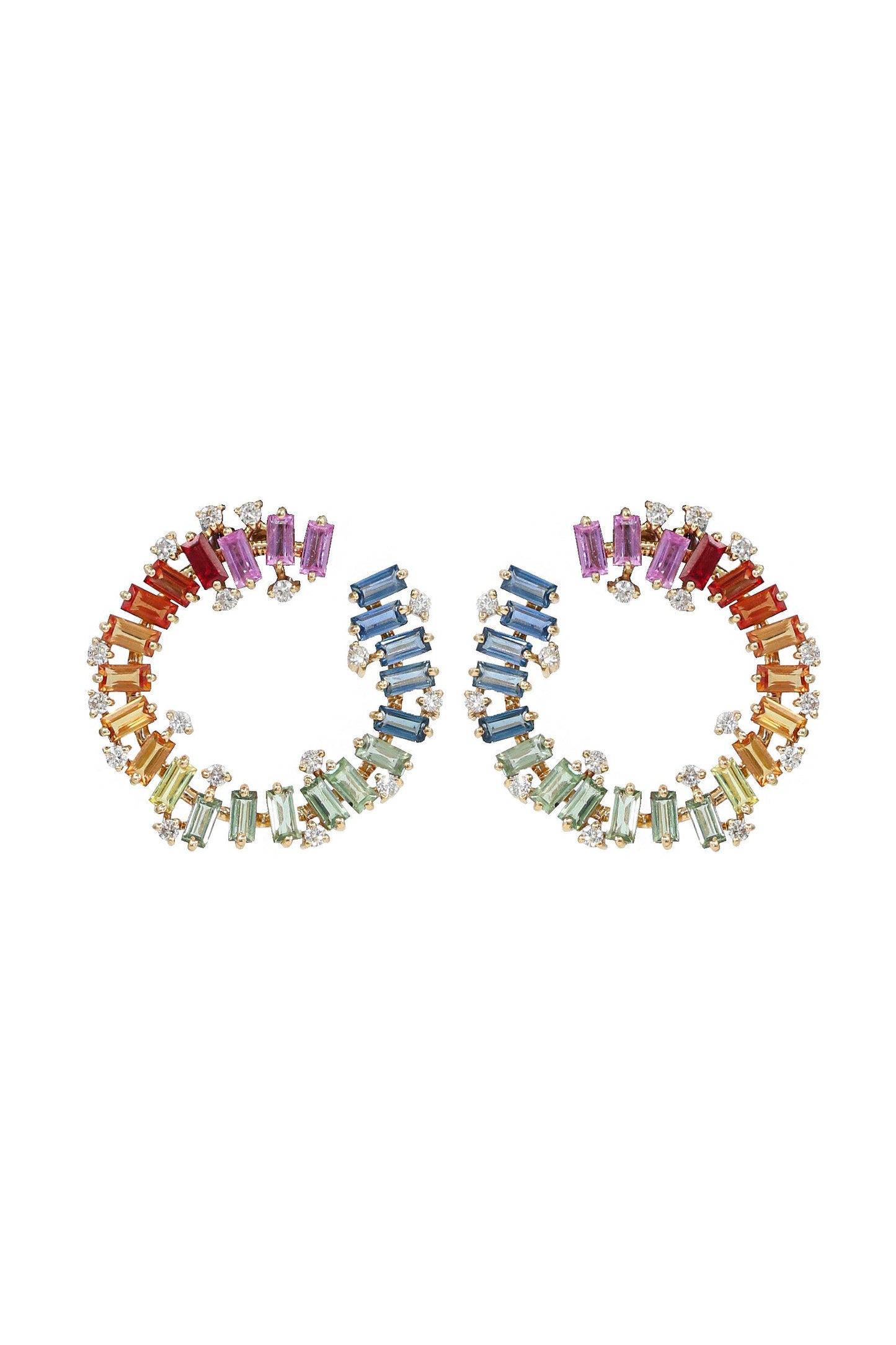 Multi Sapphire Gemstone Round Earring Jewelry