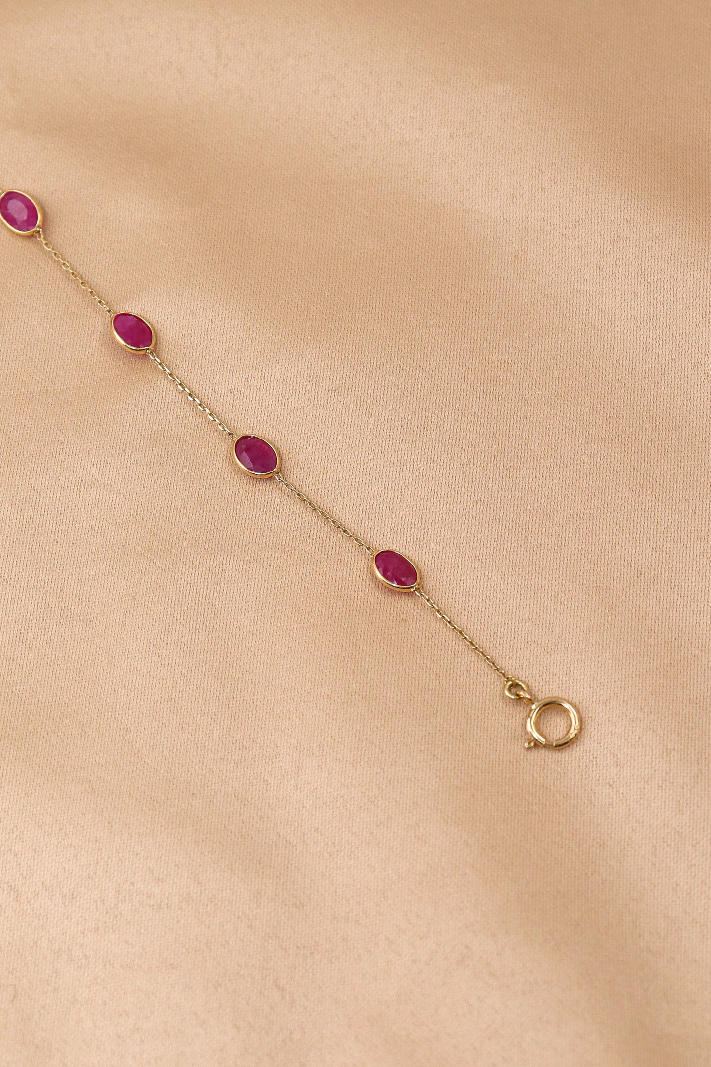 Daily Use Ruby Gemstone With Chain Bracelet Women Jewelry