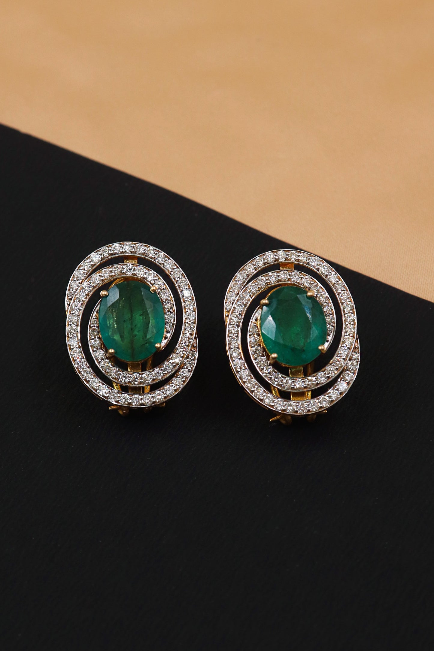 Graceful Emerald & Diamond Gold Luxe Earrings