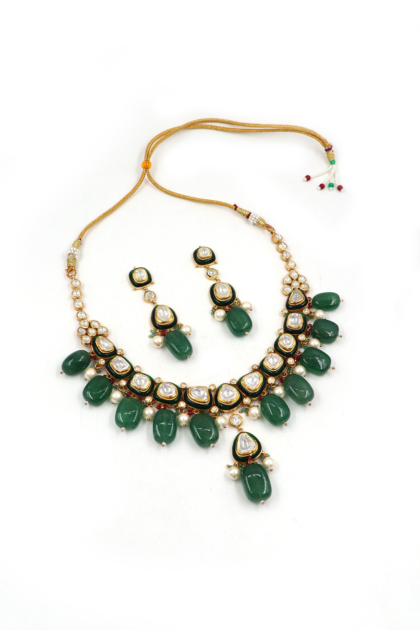 Kavya Necklace :Gold Diamoand Polki Jadau Necklace Set