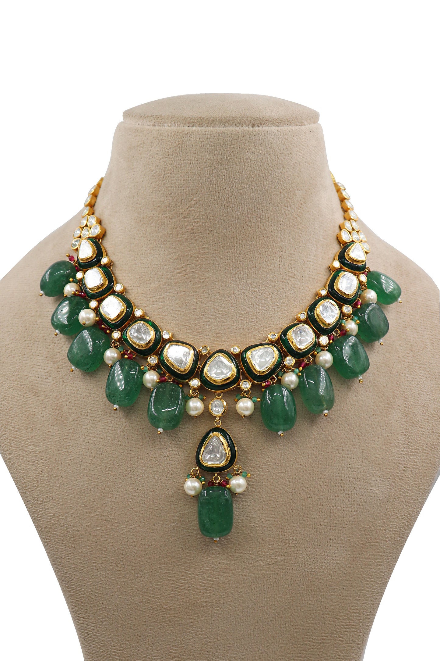 Kavya Necklace :Gold Diamoand Polki Jadau Necklace Set