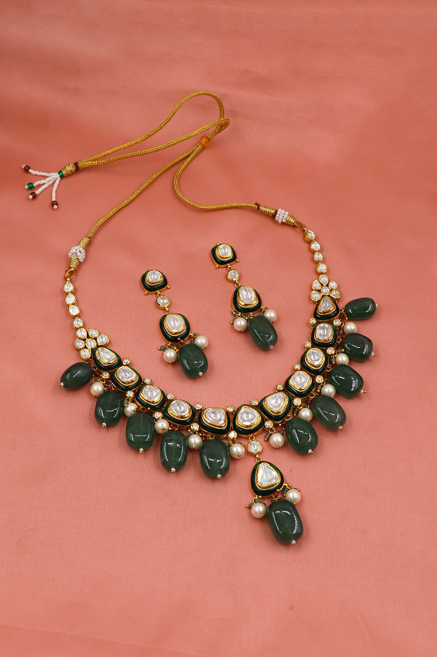 Kavya Necklace :Gold Diamoand Polki Jadau Necklace Set