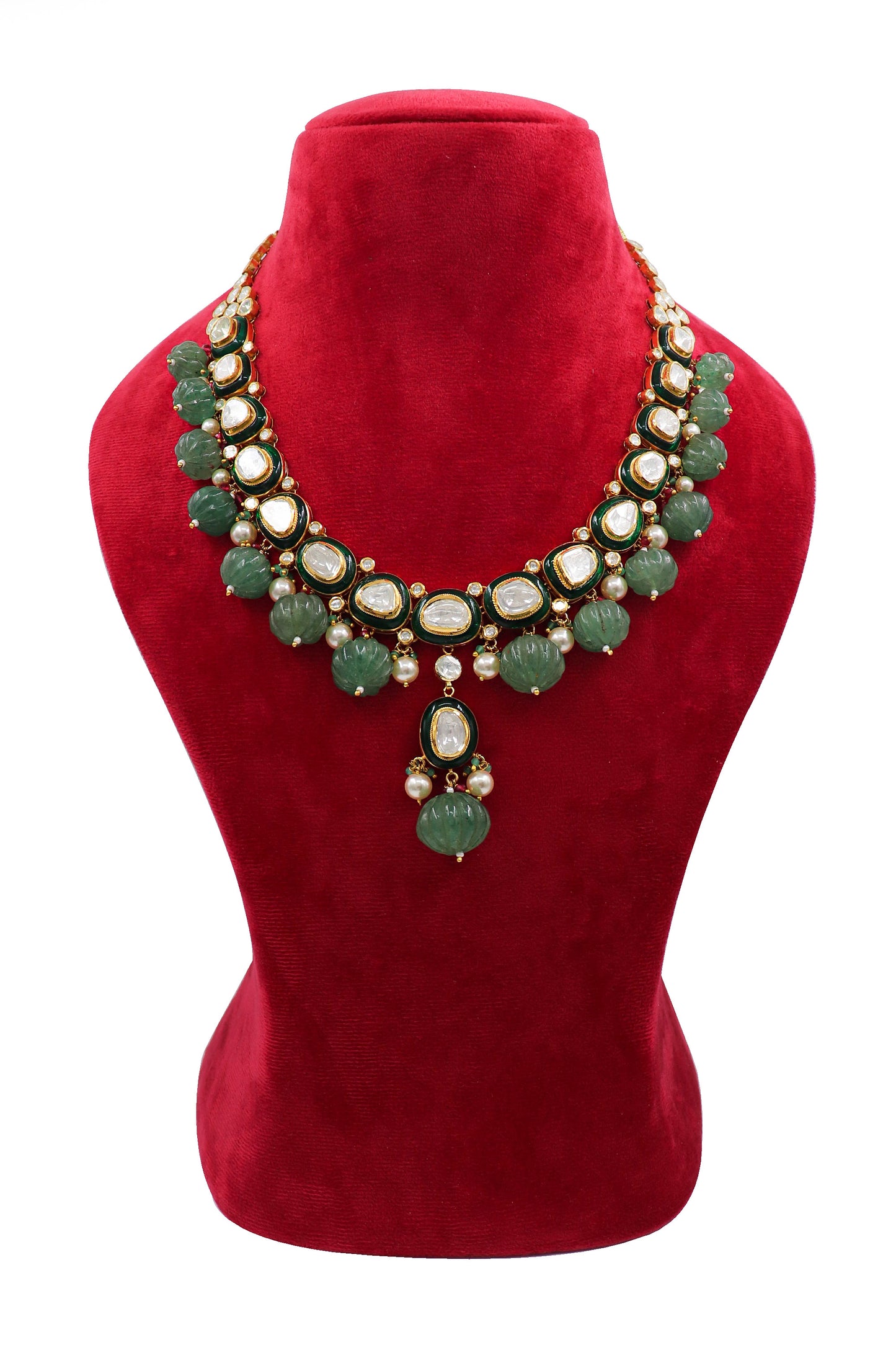 Kavya Necklace :Gold Diamoand Polki Jadau Necklace Set