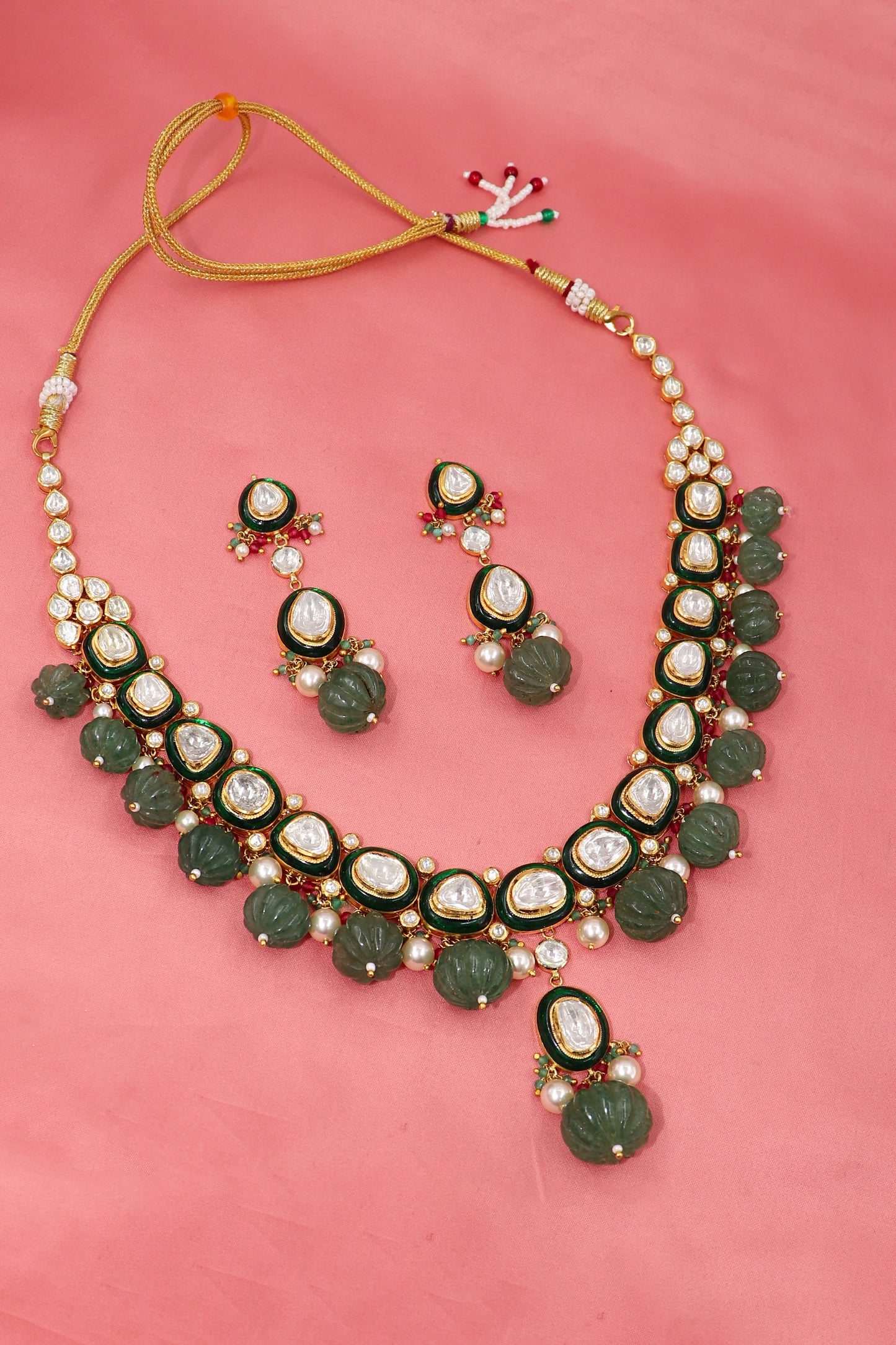 Kavya Necklace :Gold Diamoand Polki Jadau Necklace Set