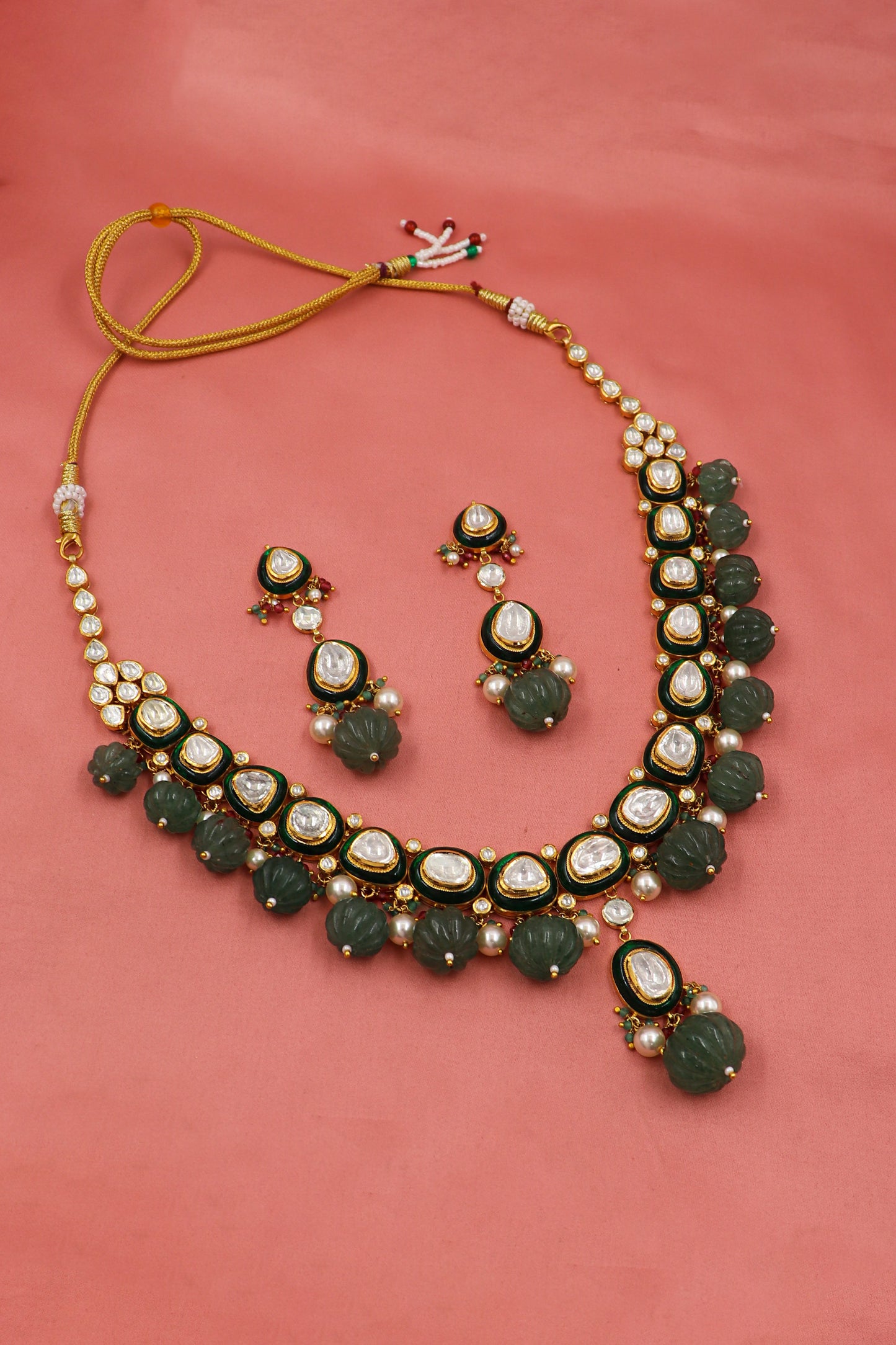 Kavya Necklace :Gold Diamoand Polki Jadau Necklace Set
