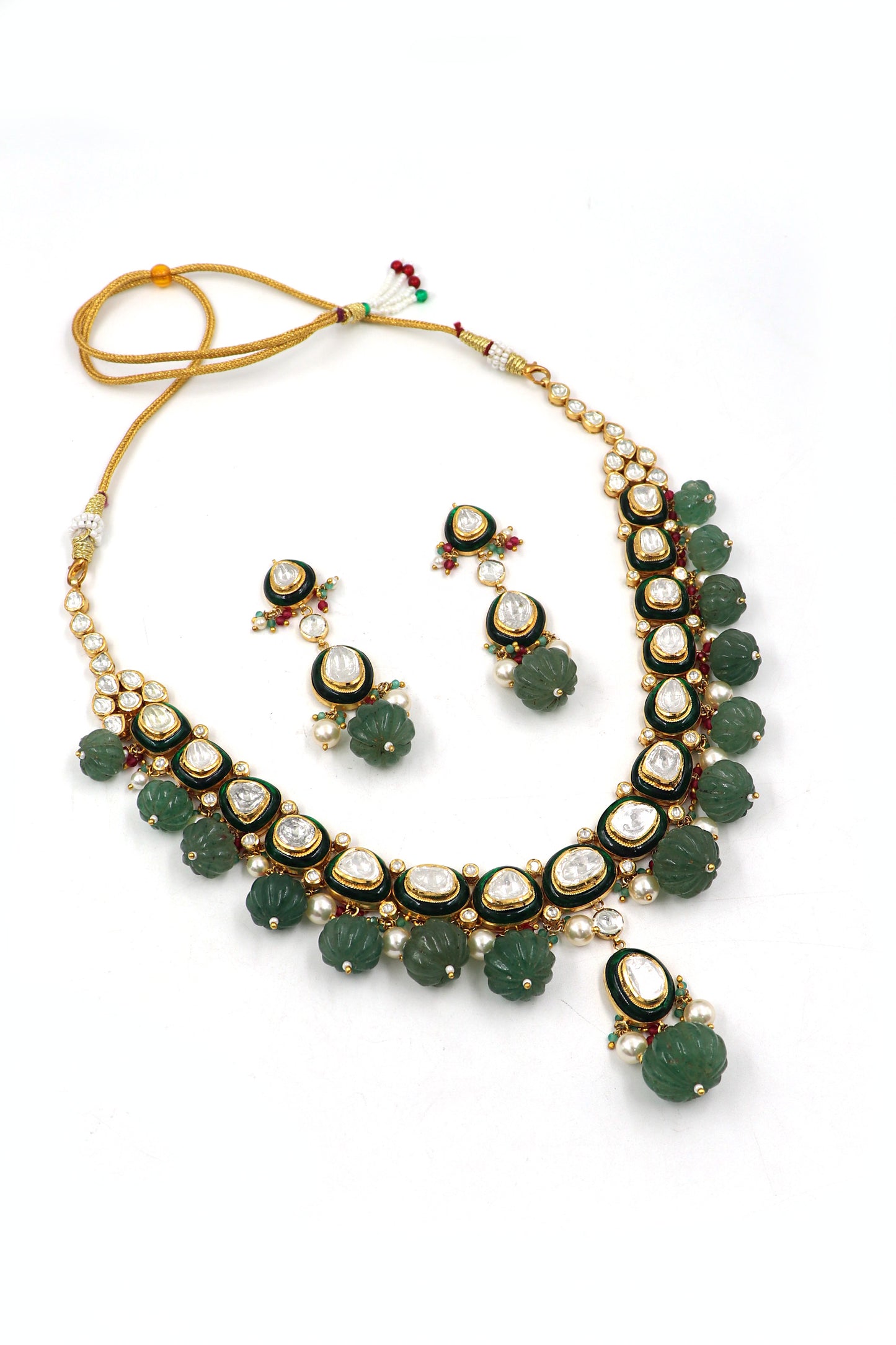Kavya Necklace :Gold Diamoand Polki Jadau Necklace Set