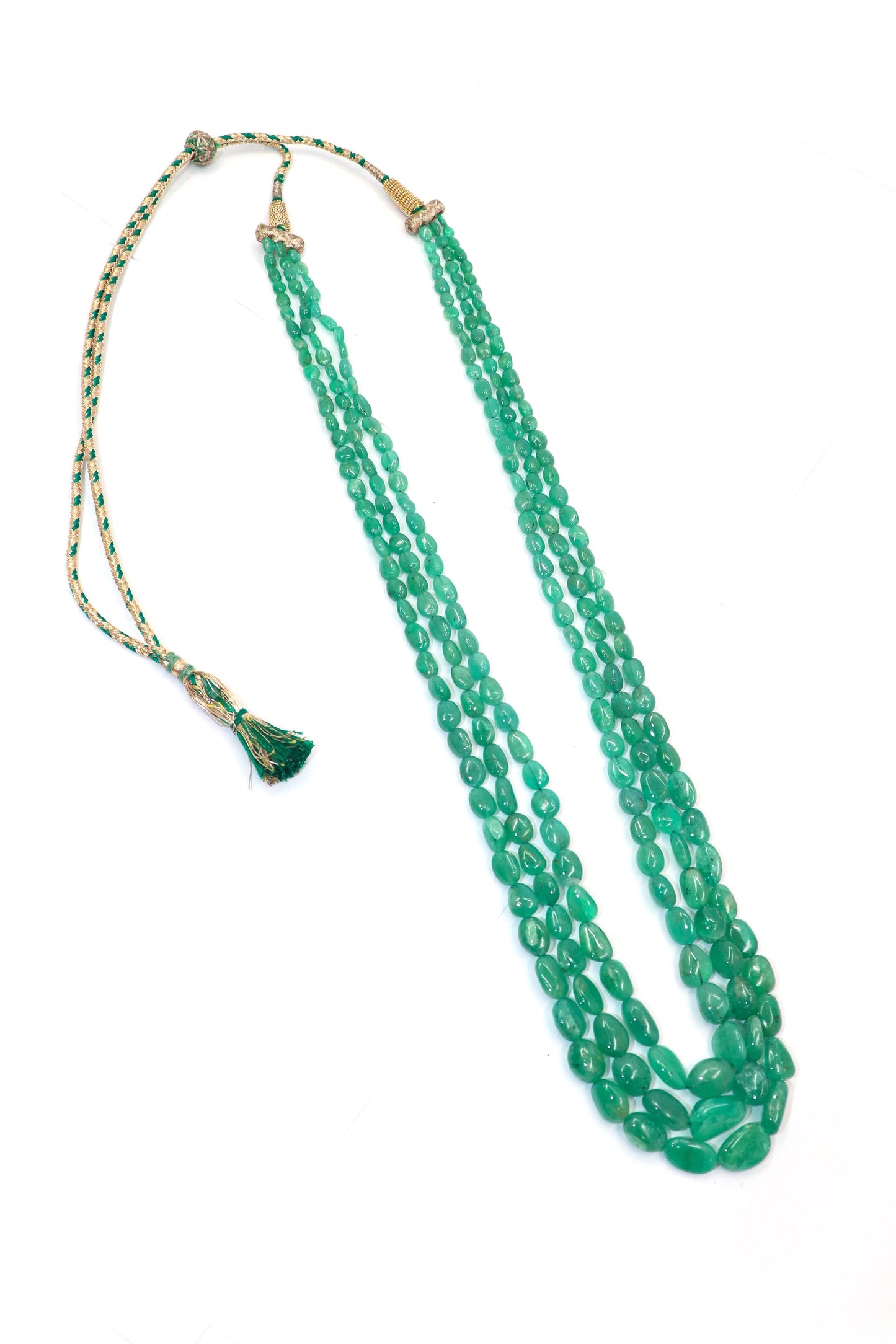Amravati Necklace : Opulent Layered Necklace with Delicate Emerald Gemstone Necklace - SurabhiJewels