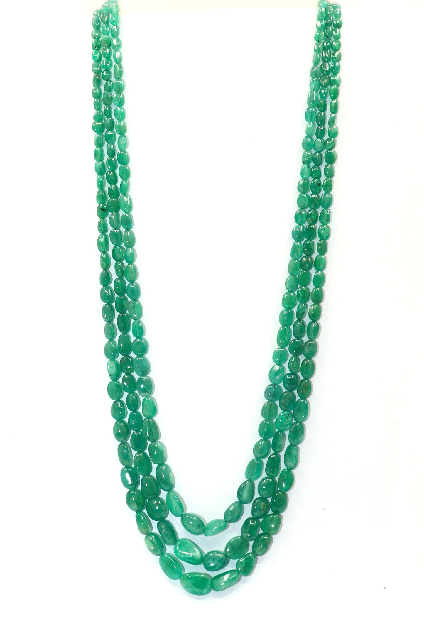 Amravati Necklace : Opulent Layered Necklace with Delicate Emerald Gemstone Necklace - SurabhiJewels
