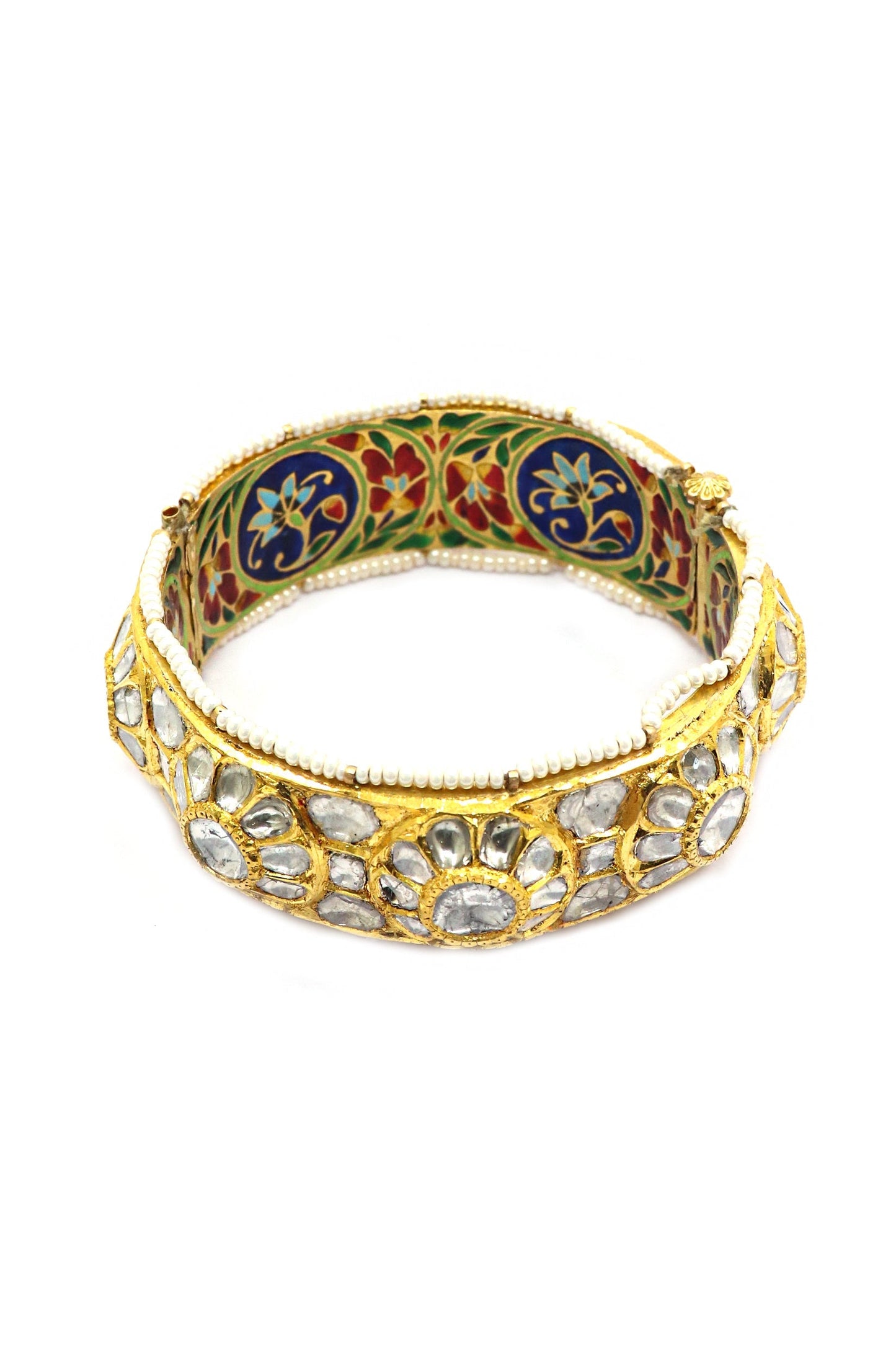 Classic Allure Jadau Designer Minakari Bangle - SurabhiJewels