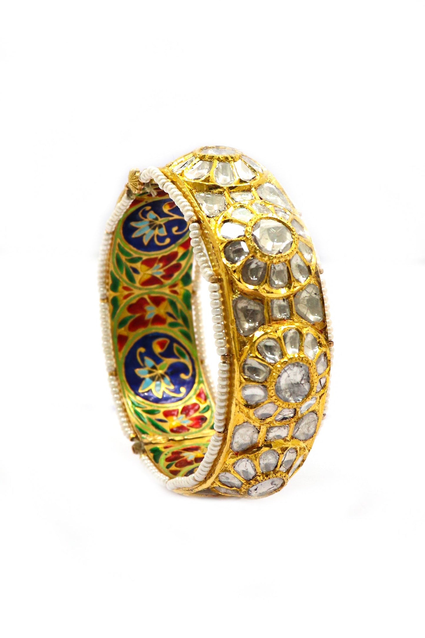Classic Allure Jadau Designer Minakari Bangle - SurabhiJewels