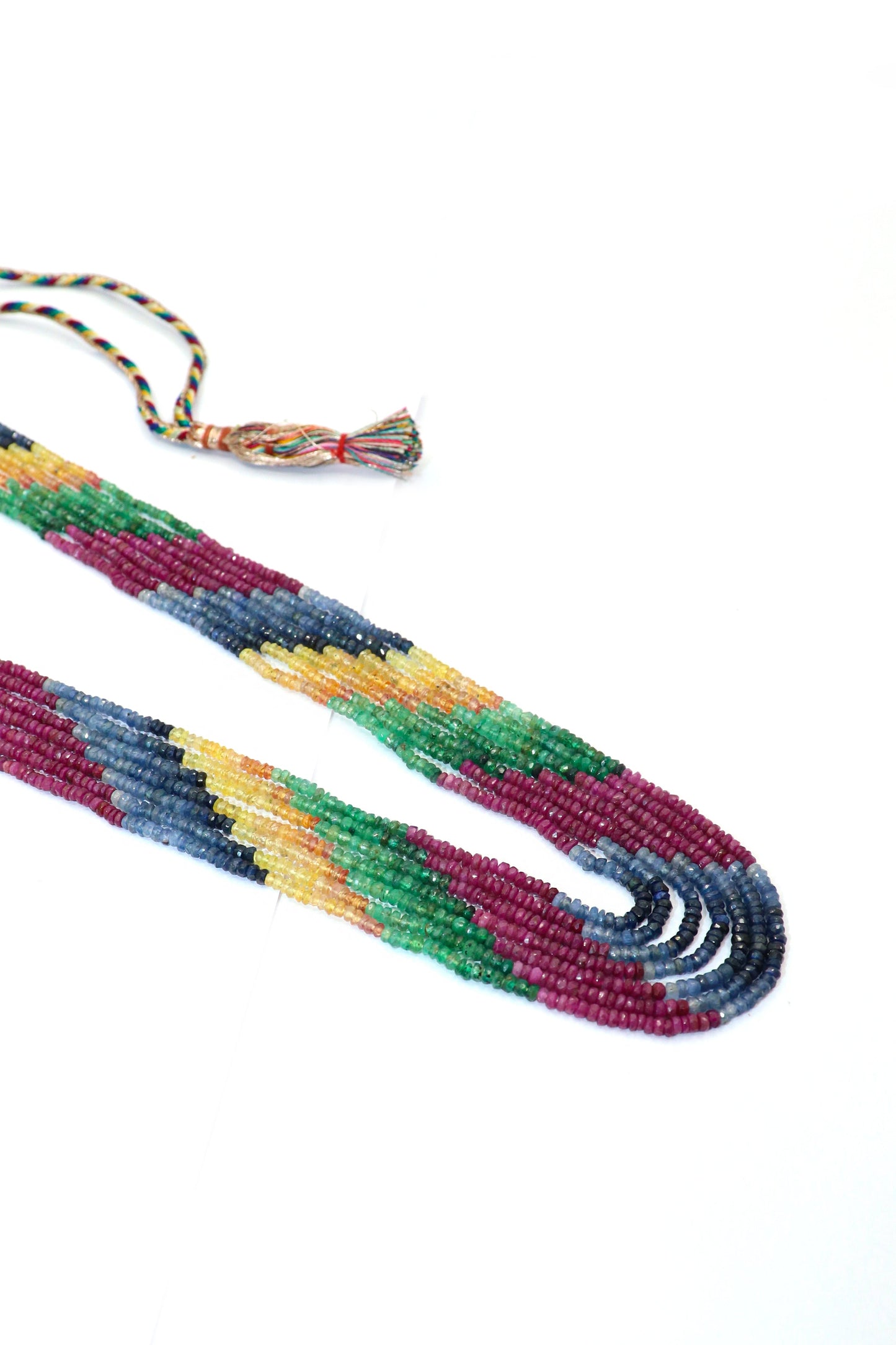 Dharini Necklace : Beautifully Crafted Multi - Layer Sapphire Gemstone Adjustable Length Necklace - SurabhiJewels