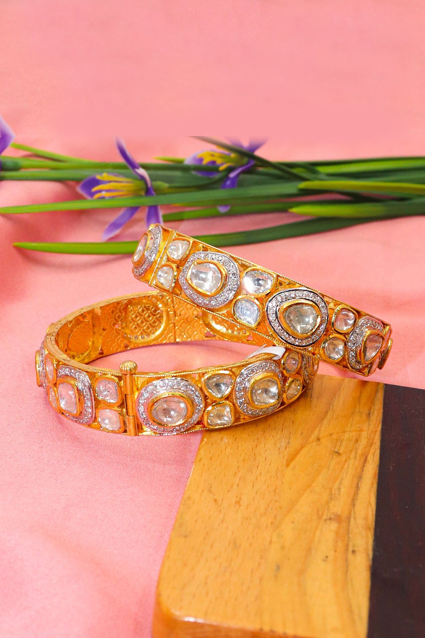 Enchanting Diamond Polki Bangles - SurabhiJewels