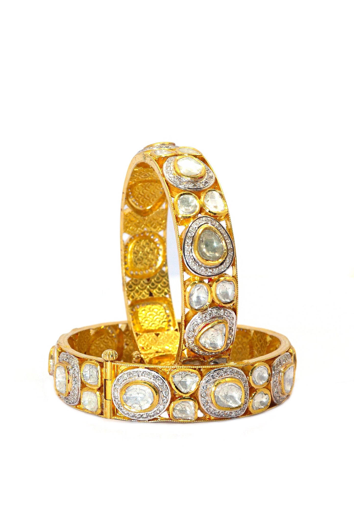 Enchanting Diamond Polki Bangles - SurabhiJewels