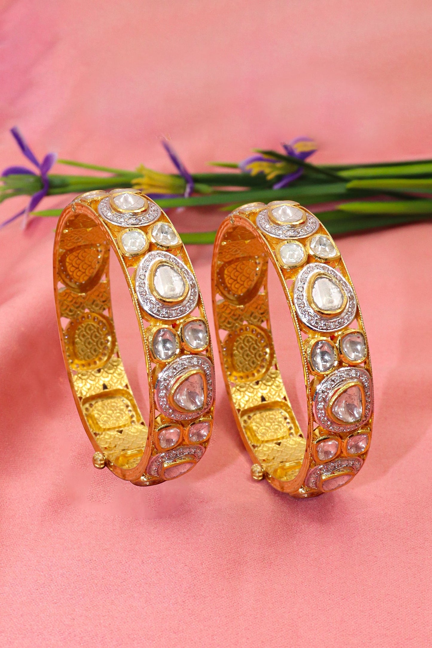 Enchanting Diamond Polki Bangles - SurabhiJewels