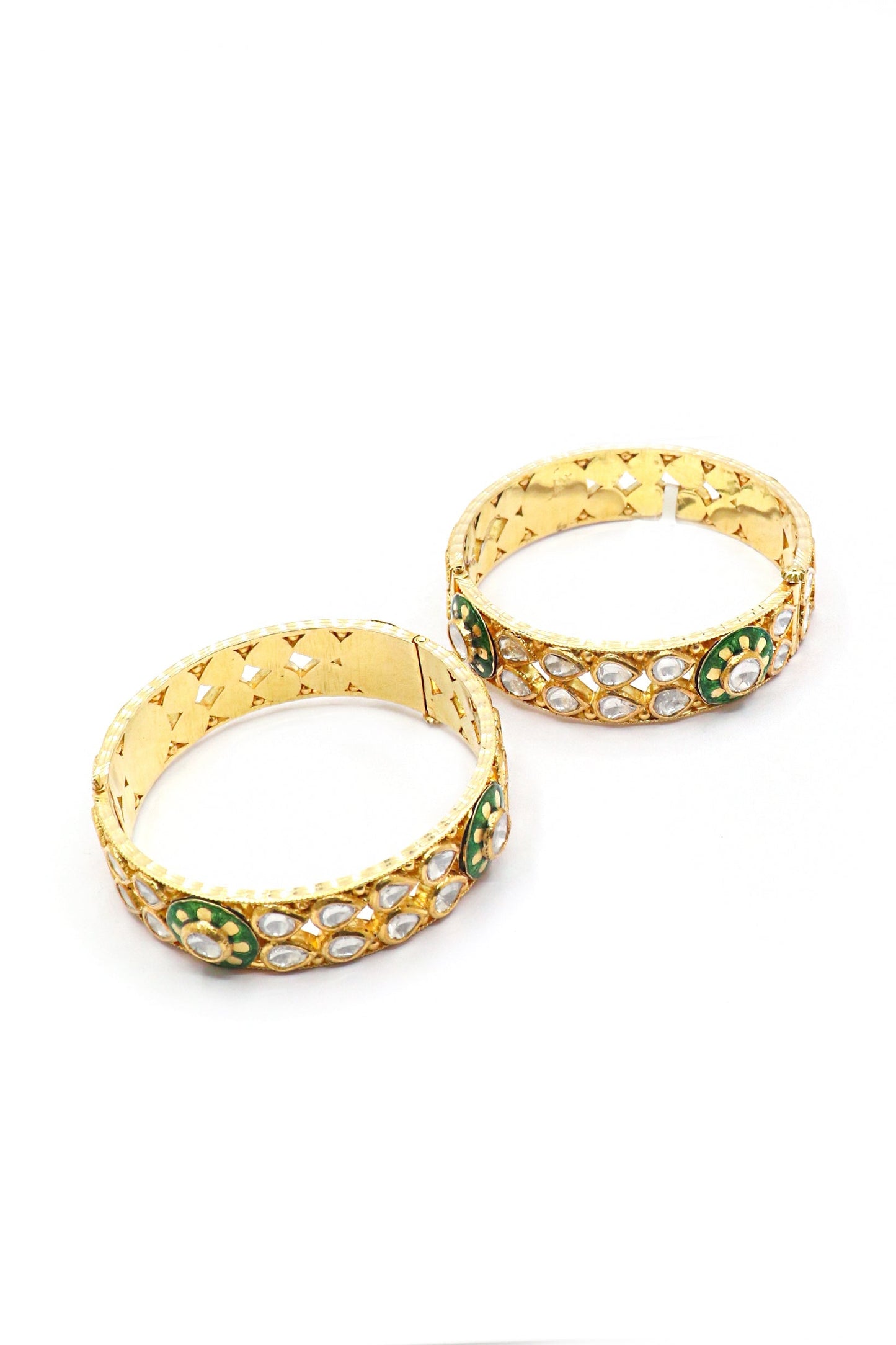 Glamourous Glow Jadau & Gold Bangle - SurabhiJewels