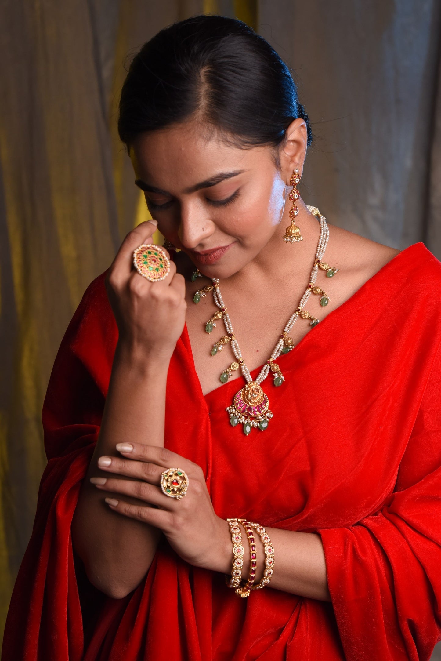 Paramounted 18kt Gold Pearl Bangle Pair - SurabhiJewels