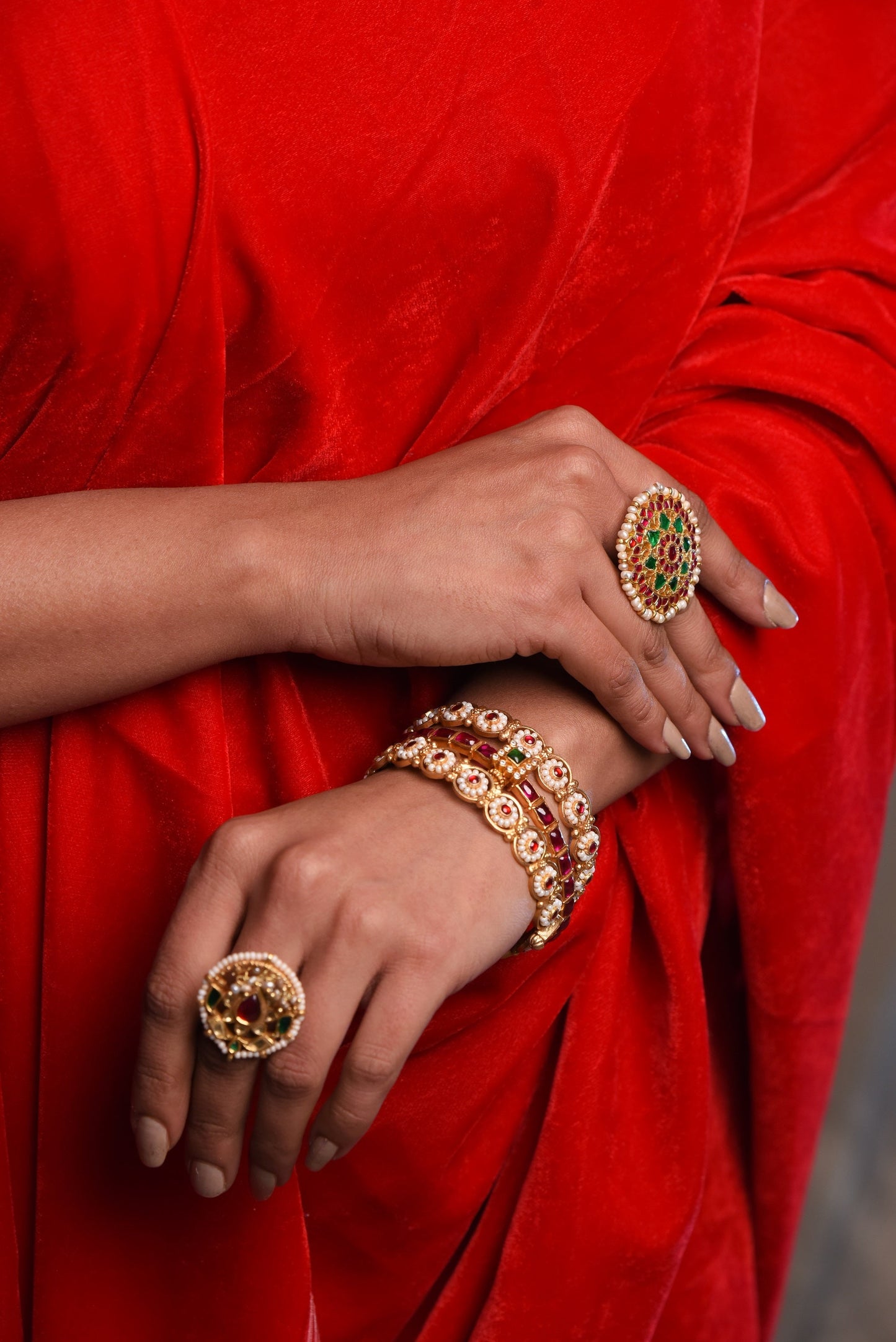 Paramounted 18kt Gold Pearl Bangle Pair - SurabhiJewels