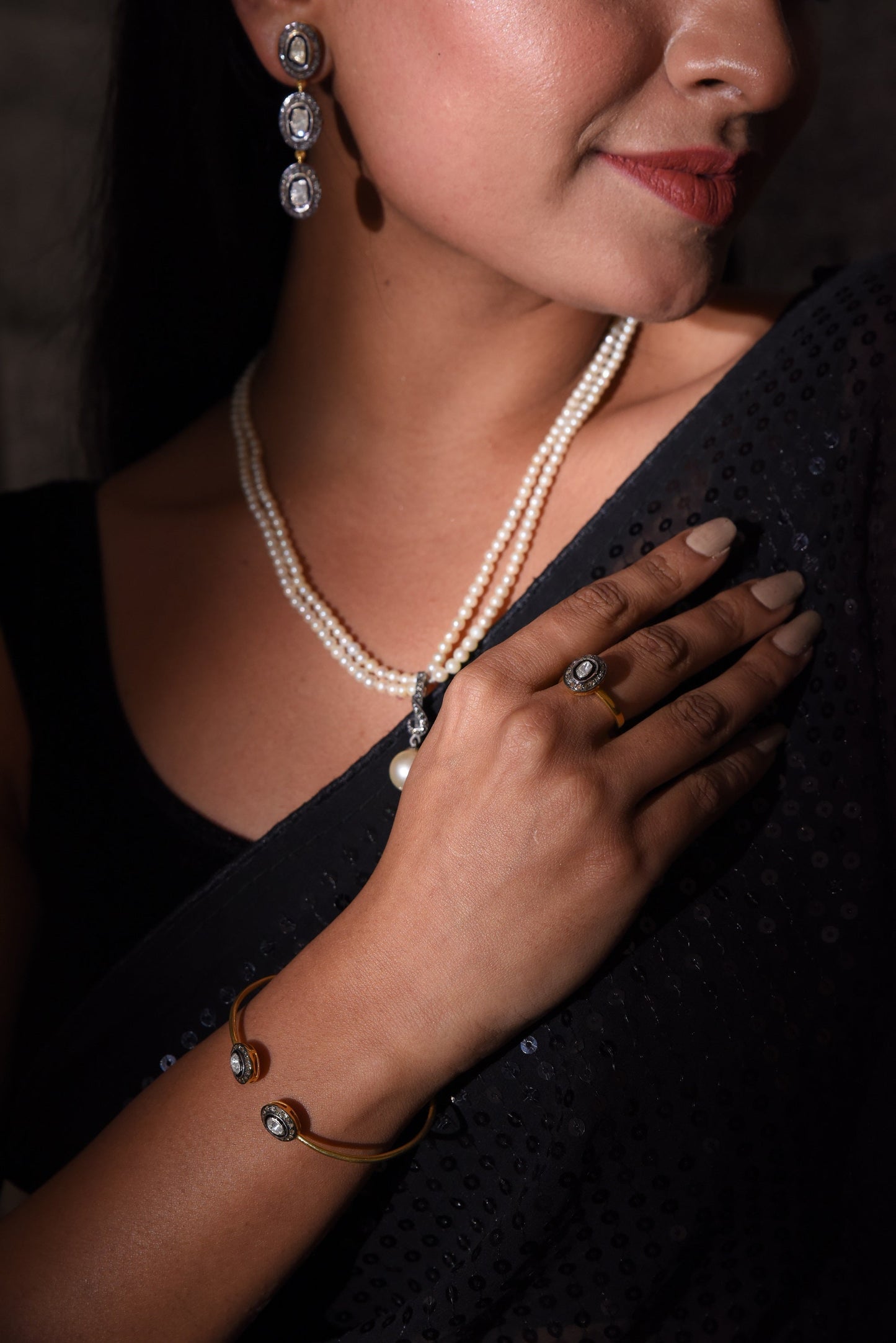 Riveting Uncut Diamond Victorian Bracelet - SurabhiJewels