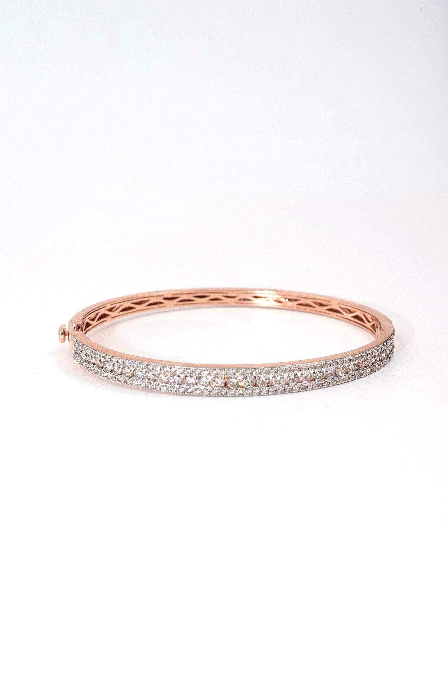 Rose Gold Diamond Bangle Cum Bracelet Wedding Jewelry - SurabhiJewels