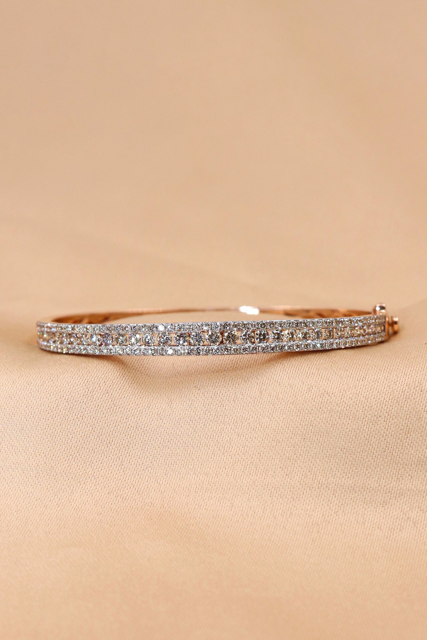 Rose Gold Diamond Bangle Cum Bracelet Wedding Jewelry - SurabhiJewels