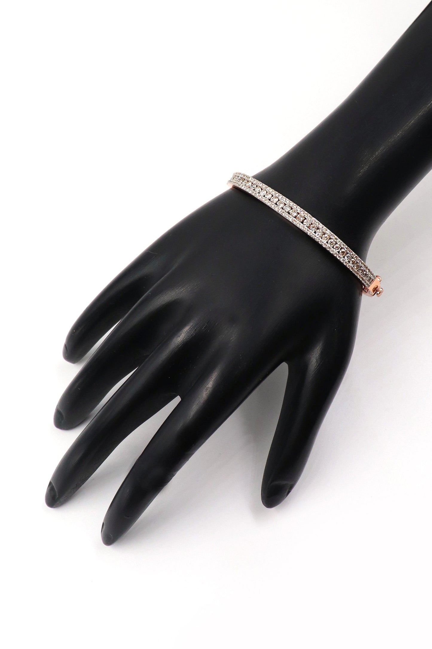 Rose Gold Diamond Bangle Cum Bracelet Wedding Jewelry - SurabhiJewels