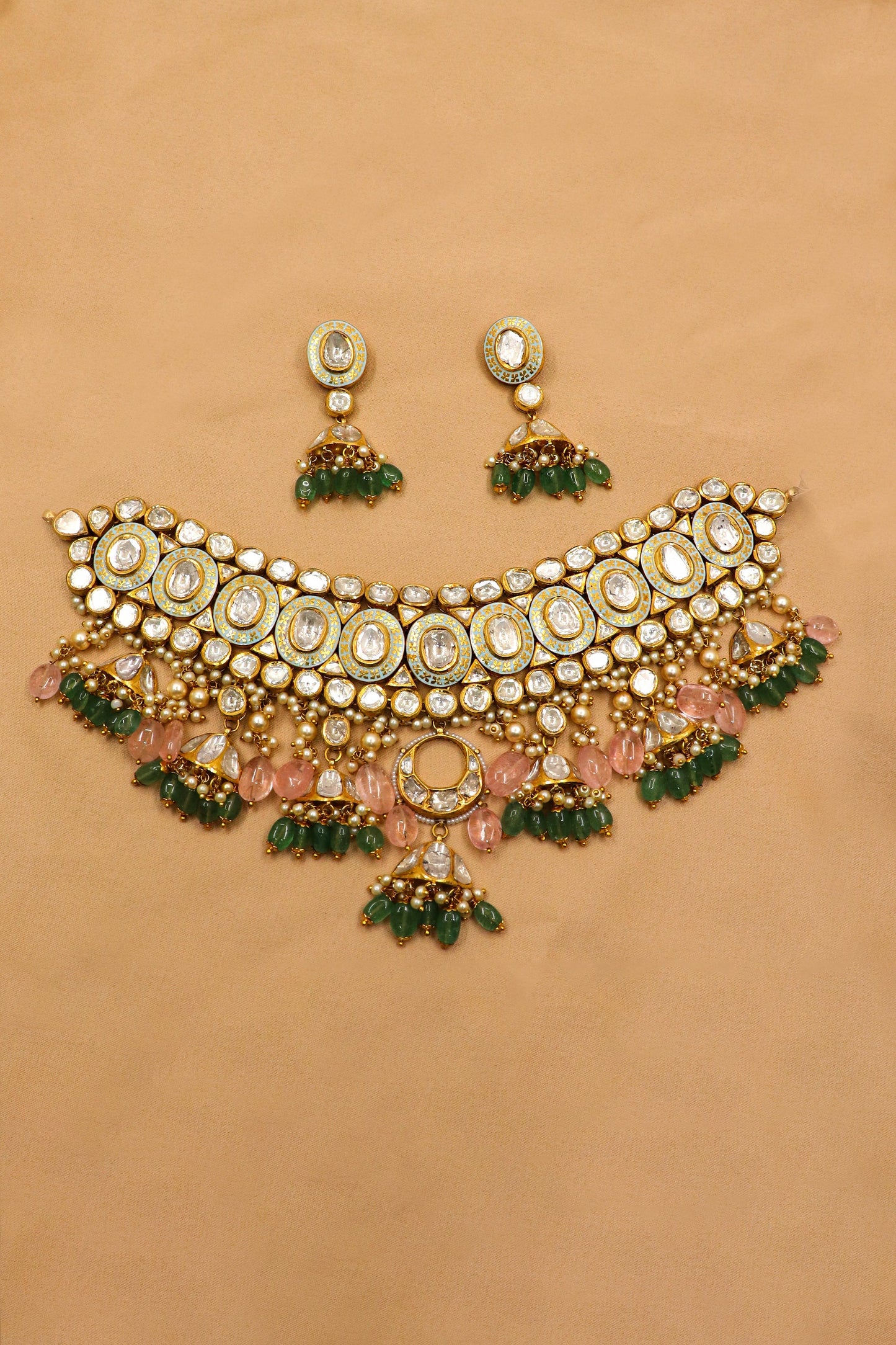 Shakti Bai Necklace : Customizable Choker Create a Personalized Precious Gemstone Necklace - SurabhiJewels