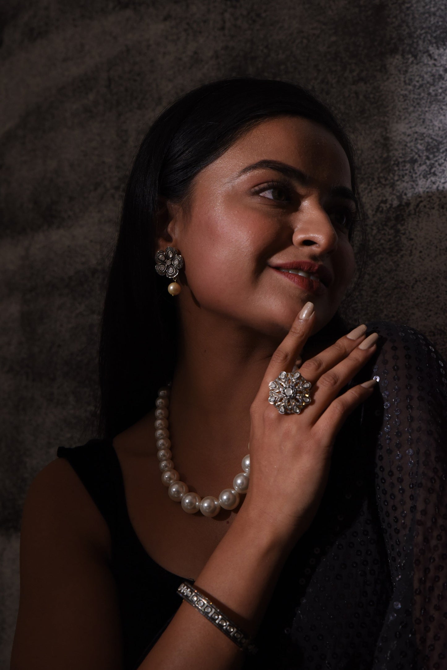 Tantalizing Uncut Diamond Victorian Bangle - SurabhiJewels
