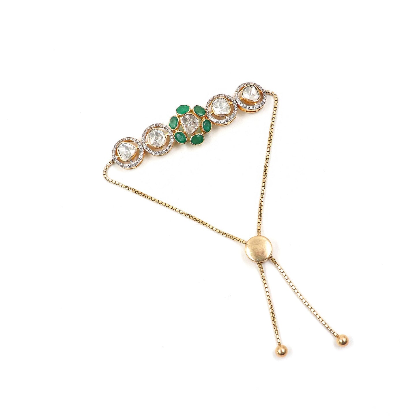 Wedding Collection Diamond And Emerald Gemstone Bracelet Jewelry - SurabhiJewels