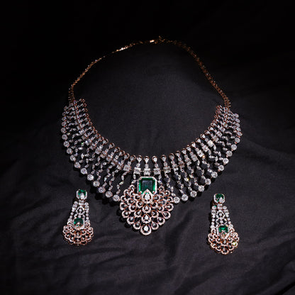 Mumtaz Emerald Diamond Necklace Set