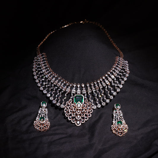 Mumtaz Emerald Diamond Necklace Set