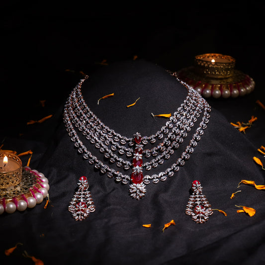 Indira Ruby Diamond Necklace Set