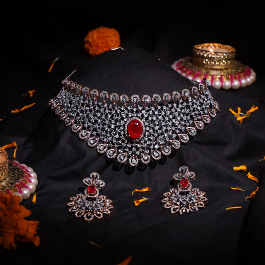Begum Ruby Diamond Necklace Set