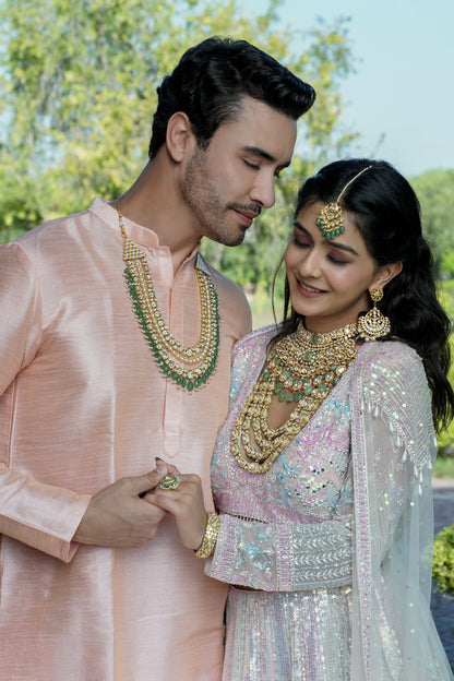 Nazarana Diamond Polki Bridal Necklace Set