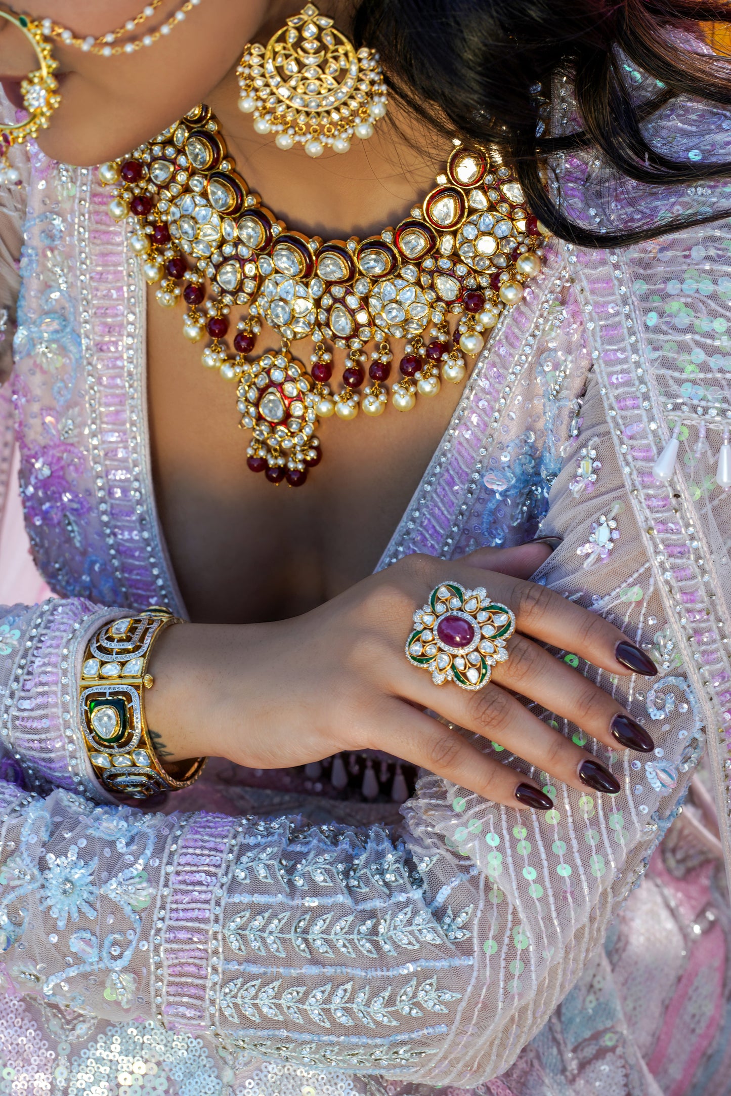 Noorie Emerald Ruby Polki Ring