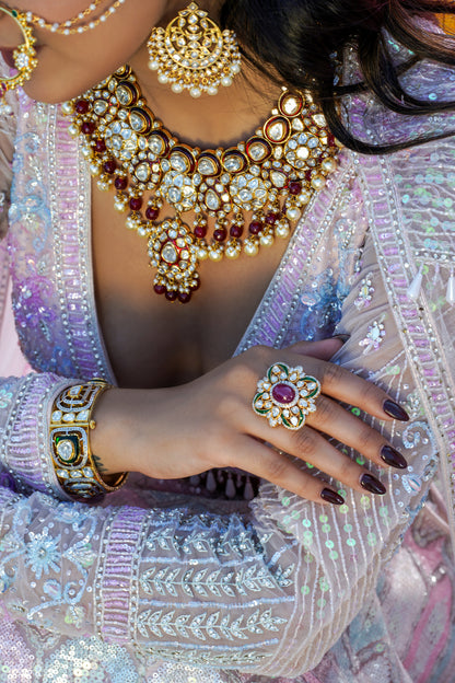Noorie Emerald Ruby Polki Ring