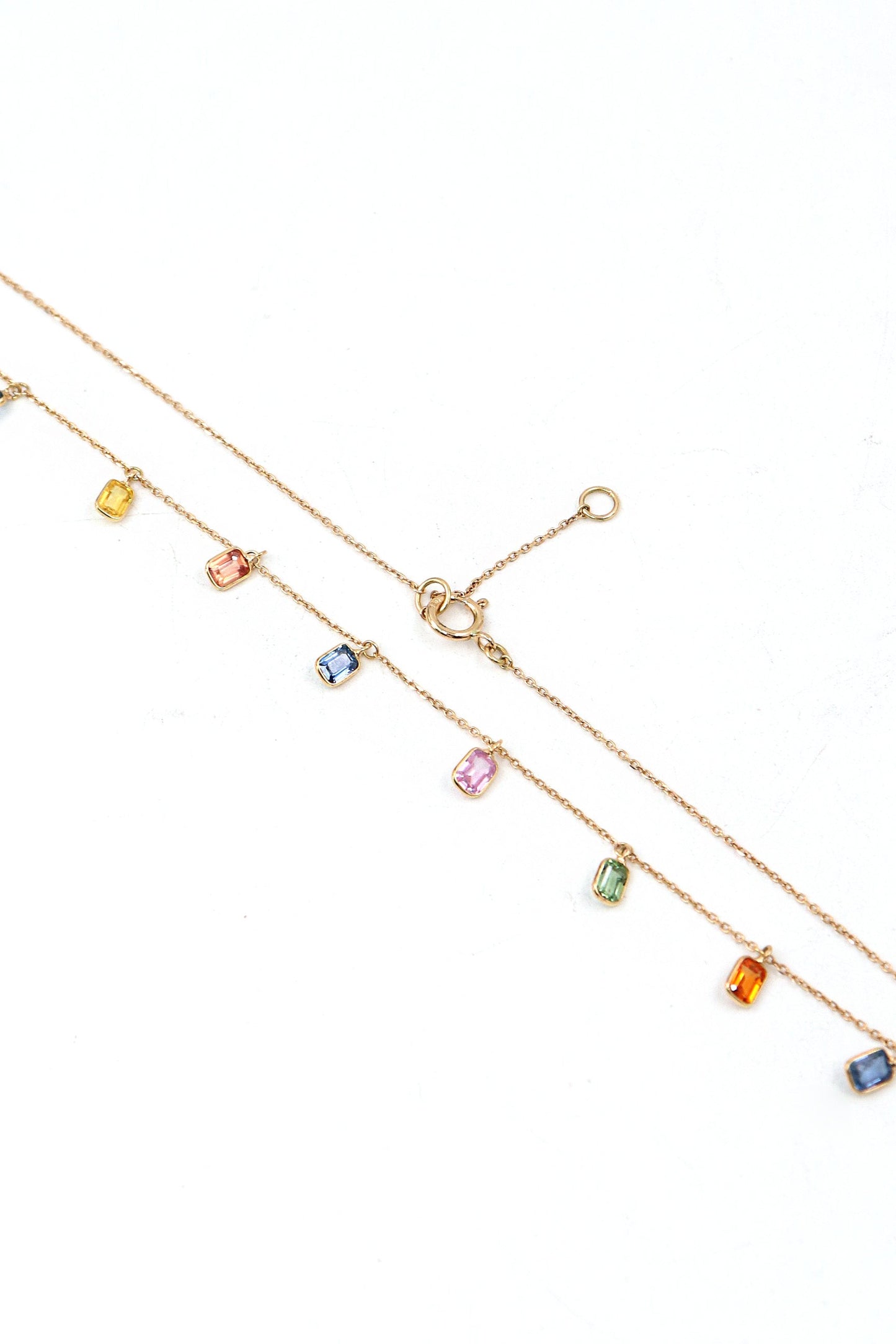 Elegant Multi Sapphire Gemstone Necklace with Chain for Wedding and Party Wear.