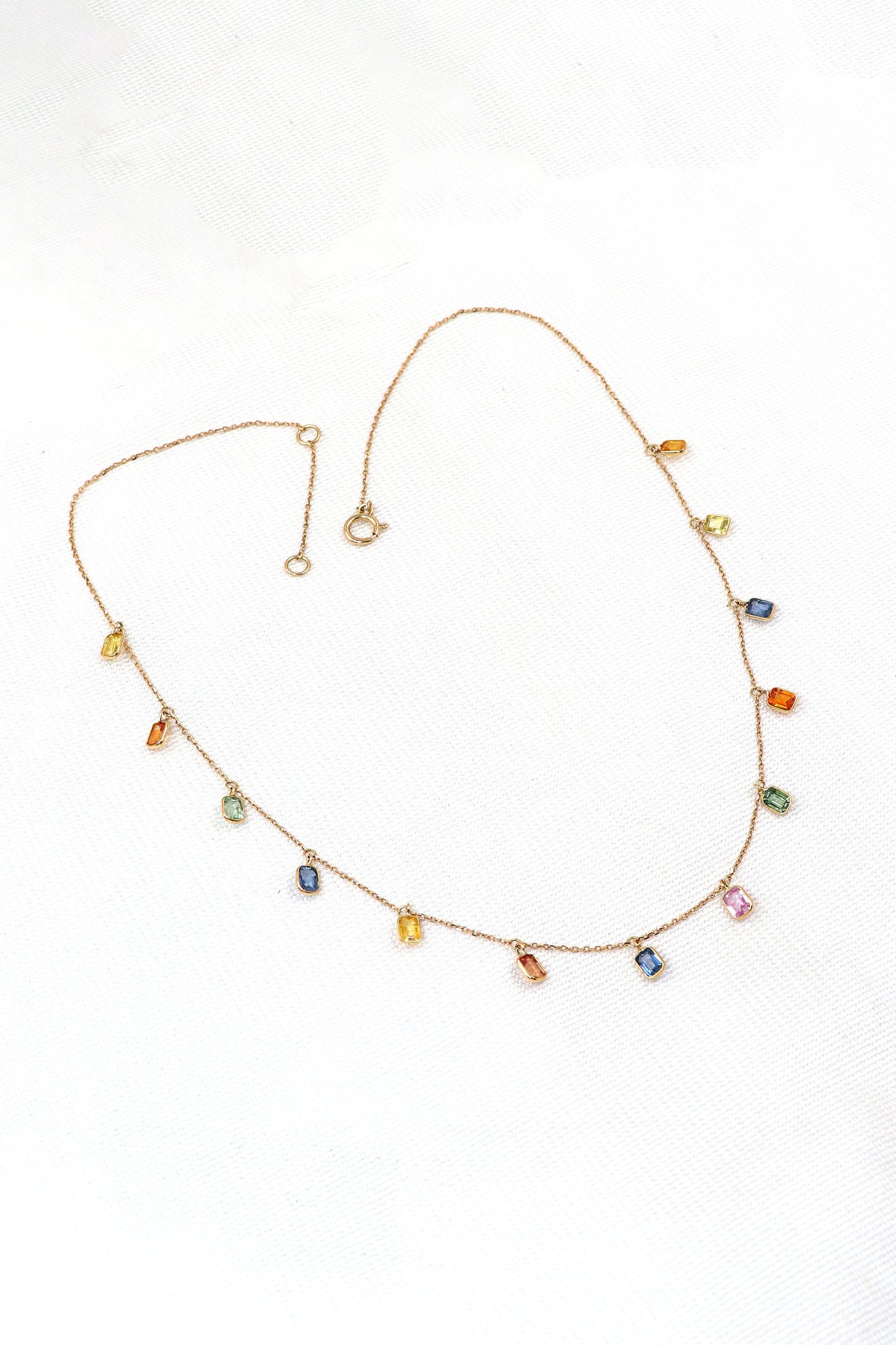 Elegant Multi Sapphire Gemstone Necklace with Chain for Wedding and Party Wear.