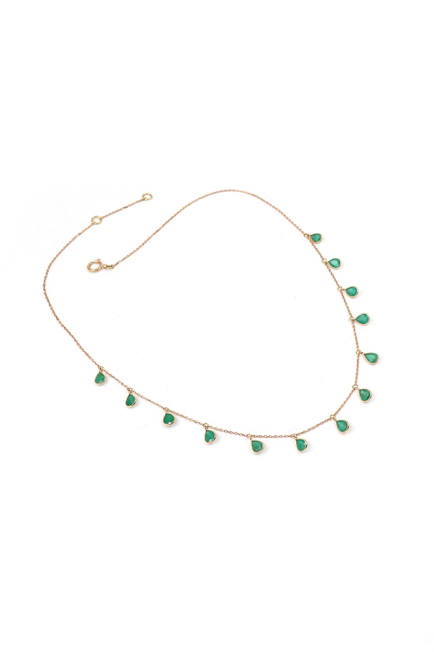 Majestic Aura Emerald Gemstone Beads with Chain Necklace