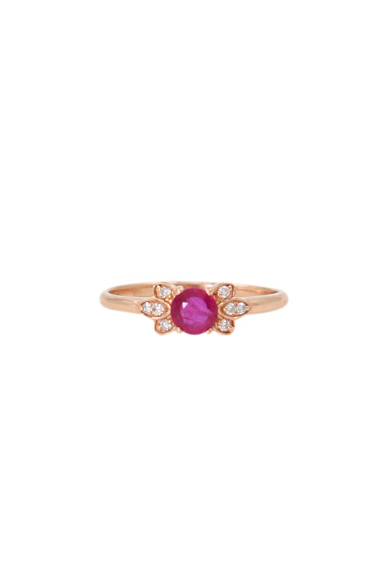 18Kt Gold with Ruby Gemstone And Diamond Royal Touch for Festive Occasions Ring