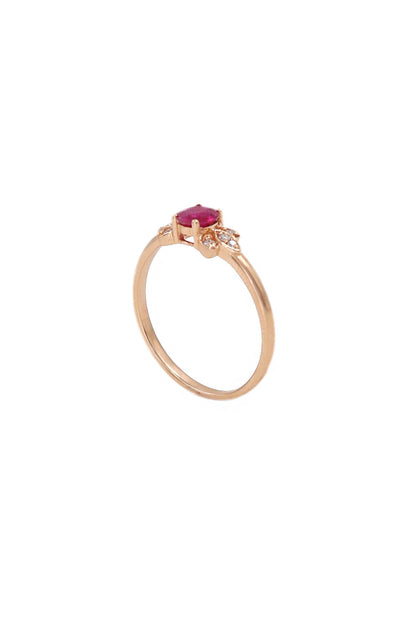 18Kt Gold with Ruby Gemstone And Diamond Royal Touch for Festive Occasions Ring