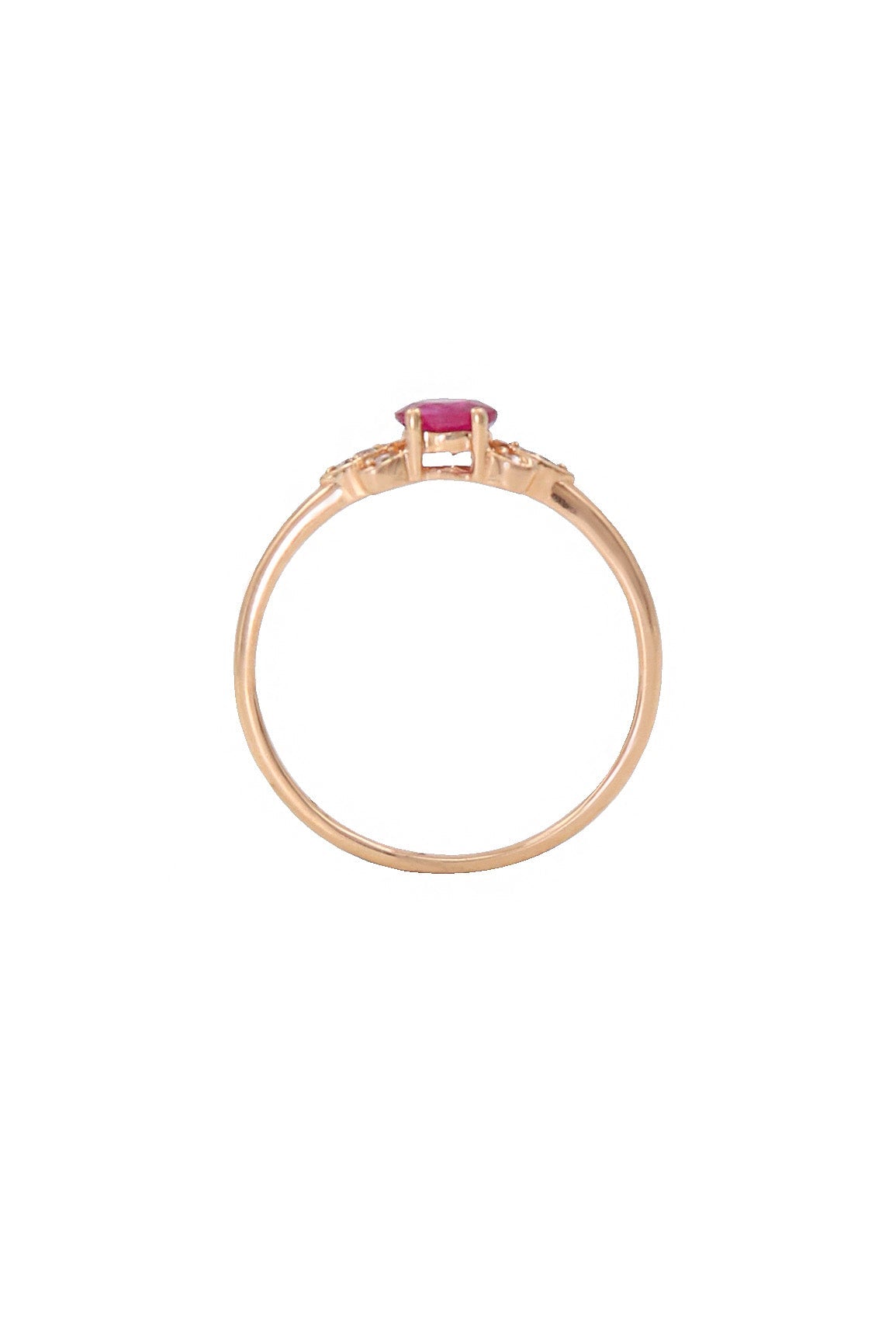 18Kt Gold with Ruby Gemstone And Diamond Royal Touch for Festive Occasions Ring