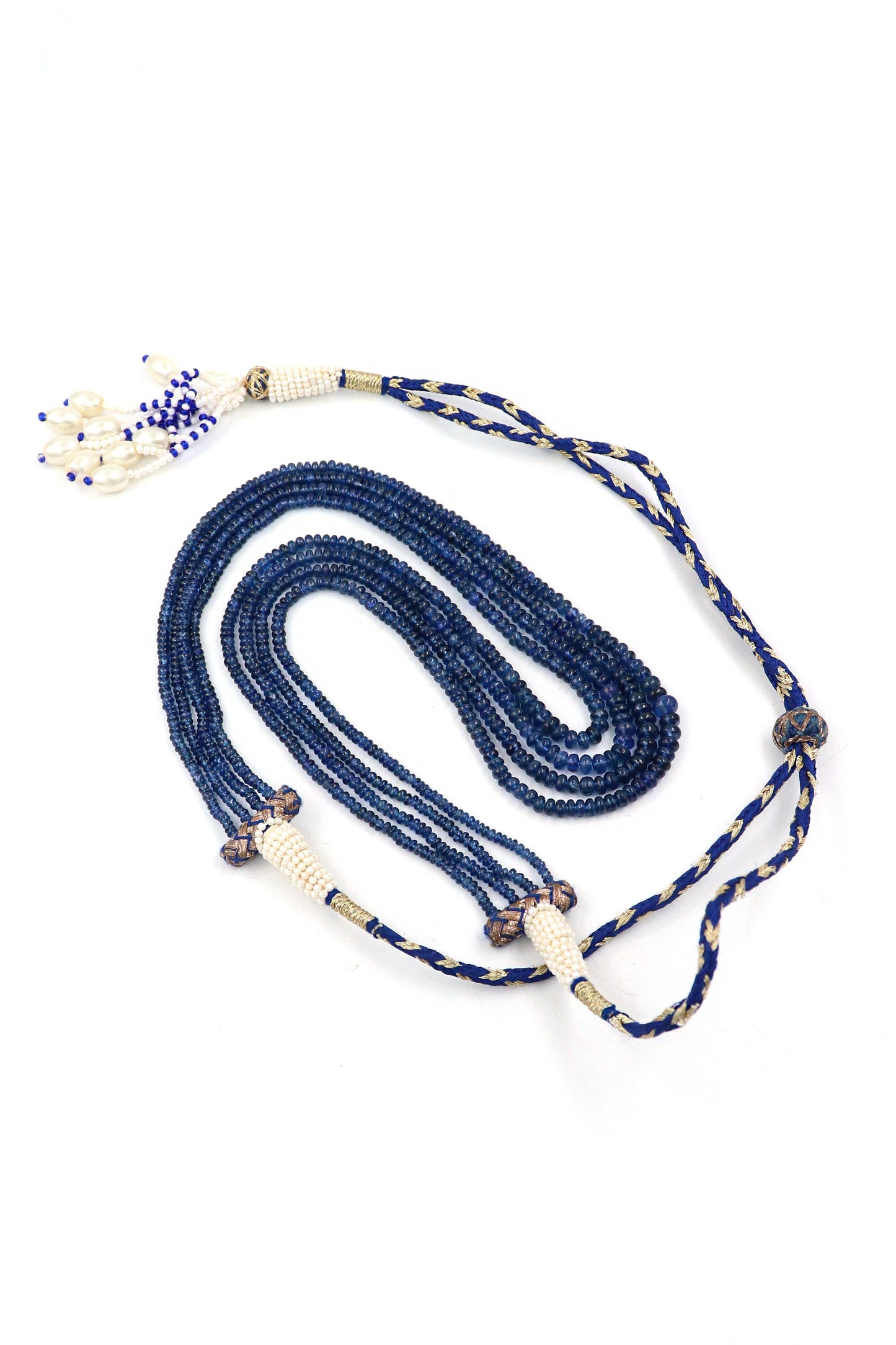 Designer Wedding Necklace with Precious Blue Sapphire Gemstone Beads