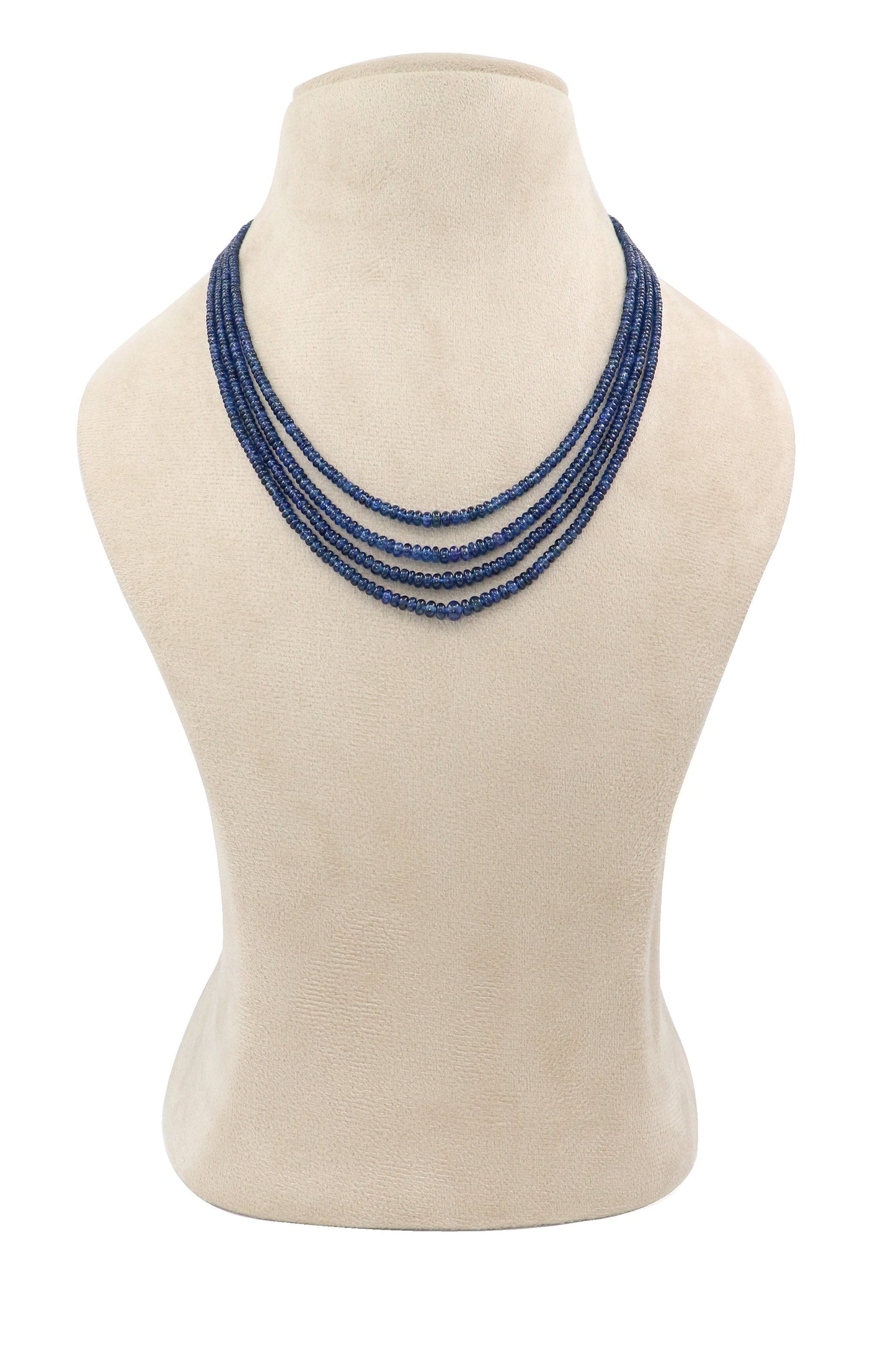 Designer Wedding Necklace with Precious Blue Sapphire Gemstone Beads