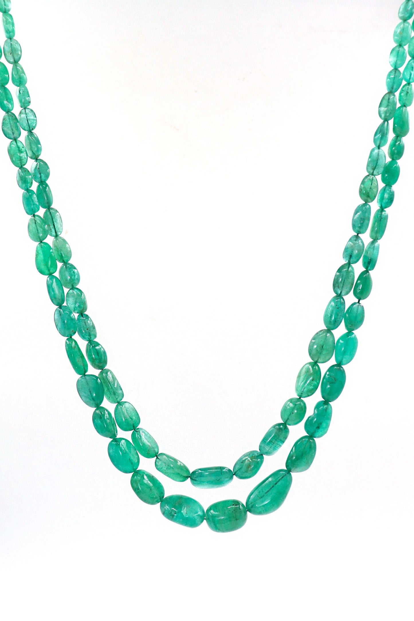 Royal Wedding Necklace with Precious Emerald Gemstone Beads Strands